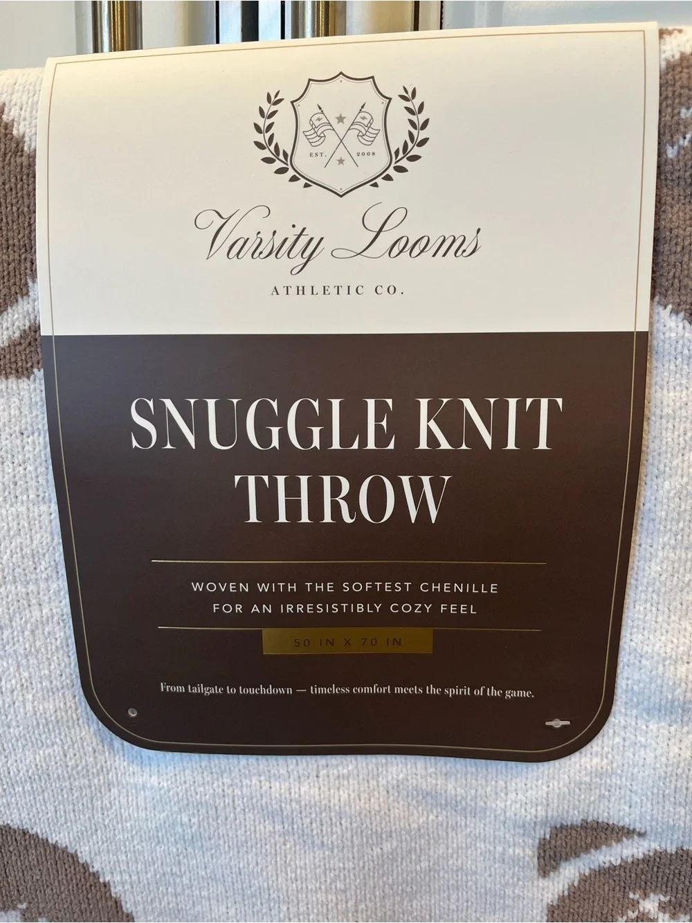 Brown and Cream Reservable Football Throw Blanket